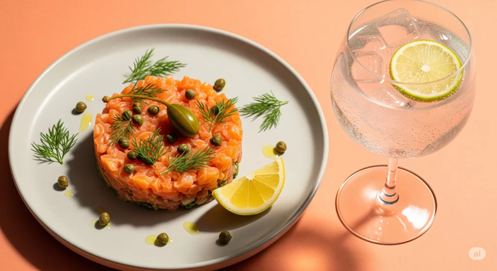 Menu de harmonização de drinks com pratos sofisticados em restaurante 2025