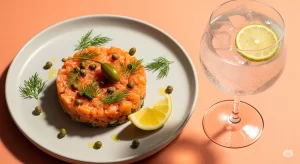 Menu de harmonização de drinks com pratos sofisticados em restaurante 2025